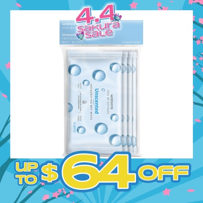 WATSONS - Invigorating Wet Wipes Unscented 10s x 4 packet