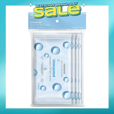 WATSONS - Invigorating Wet Wipes Unscented 10s x 4 packet