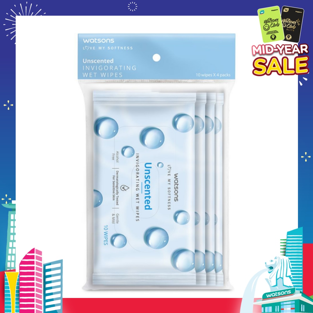Invigorating Wet Wipes Unscented 10s x 4 packet