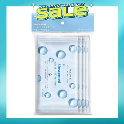 WATSONS - Invigorating Wet Wipes Unscented 10s x 4 packet