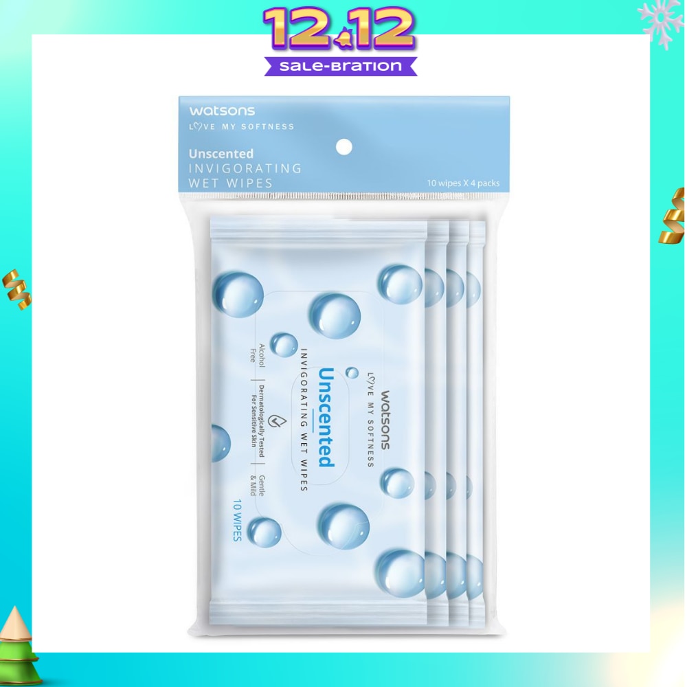 Invigorating Wet Wipes Unscented 10s x 4 packet