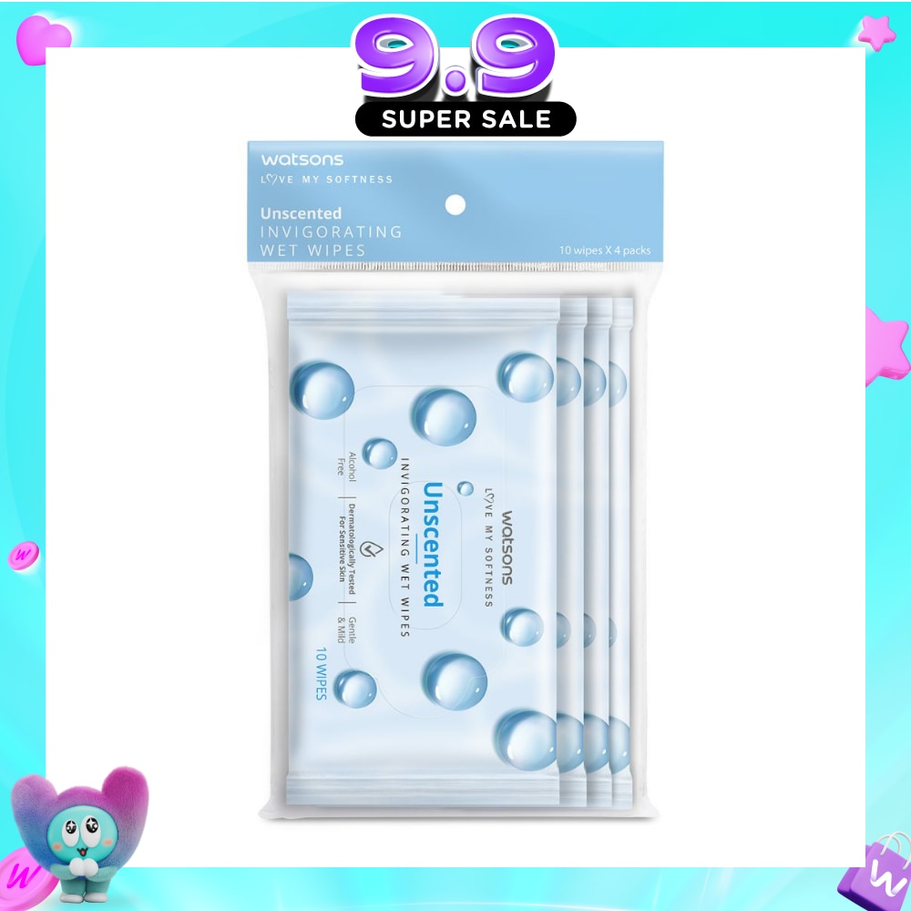 Invigorating Wet Wipes Unscented 10s x 4 packet image