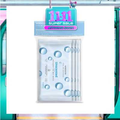 WATSONS Invigorating Wet Wipes Unscented 10s x 4 packet image