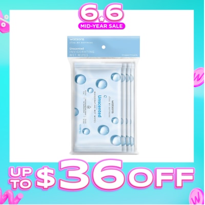 WATSONS - Invigorating Wet Wipes Unscented 10s x 4 packet