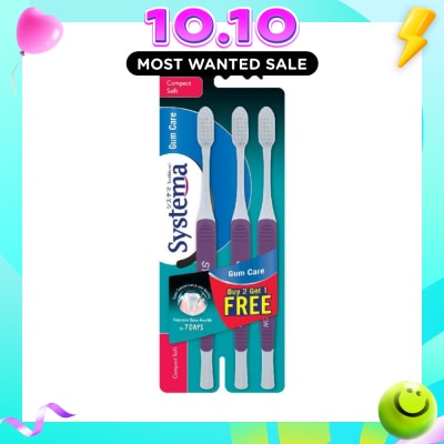 SYSTEMA Gum Care Toothbrush Compact Soft Buy 2 Free 1 Packset 3s image