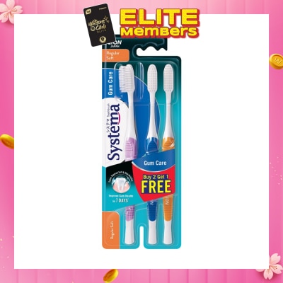 SYSTEMA Gum Care Toothbrush Regular Soft 3s Packset (Buy 2 Free 1)