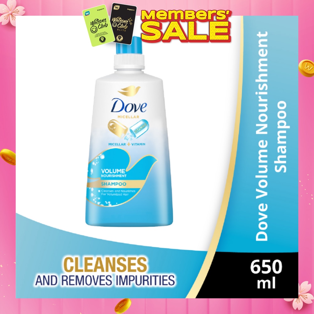 Dove Volume Nourishment Shampoo 650ml (Formulated with Micellar Oxygen)