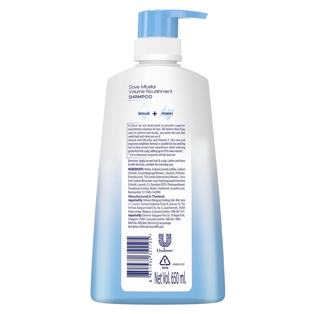 Dove Volume Nourishment Shampoo 680ml (Formulated with Micellar Oxygen)