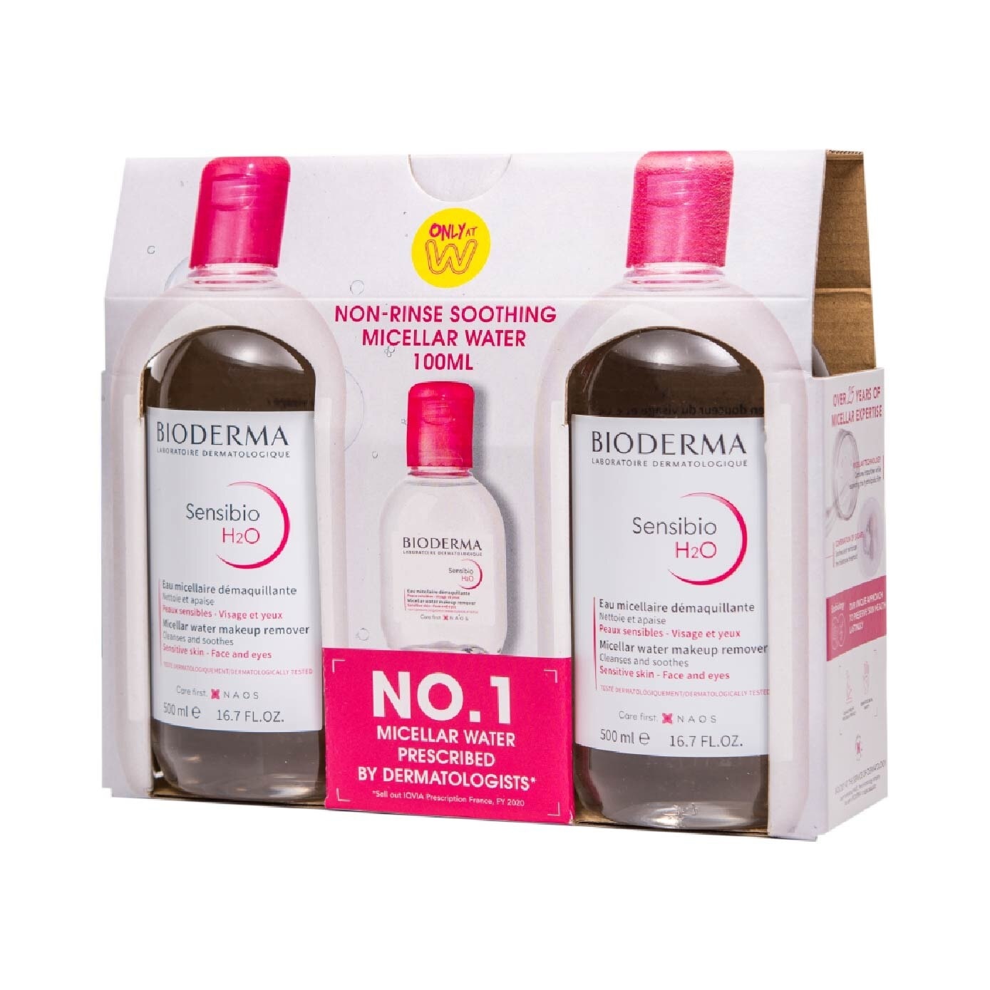 Sensibio H2O Micellar Water 500ml Packset x 2s + Sensibio H2O 100ml