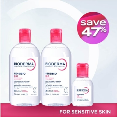 BIODERMA - Sensibio H2O Micellar Water 500ml Packset x 2s + Sensibio H2O 100ml