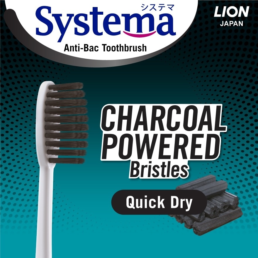 Anti-Bac Charcoal Powered For Fresh Clean Teeth Toothbrush Packset (Buy 2 Get 1 Free) 3s