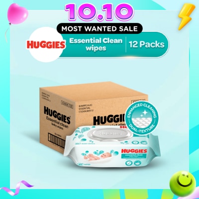 HUGGIES Essential Clean Baby Wipes 80s x 12 (per carton) image