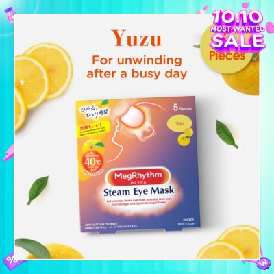 MEGRHYTHM Self Warming Steam Eye Mask Yuzu (Relieve Eye Fatigue) 5s