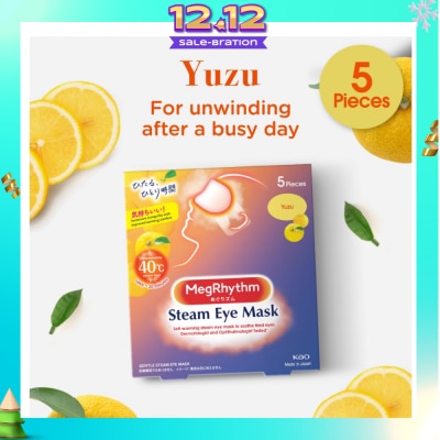 MEGRHYTHM Self Warming Steam Eye Mask Yuzu (Relieve Eye Fatigue) 5s
