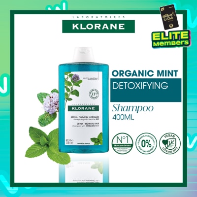 KLORANE Detox - Normal Hair Organic Mint Shampoo (For All Hair Types & Ultra-Fresh Deep Clean Scalp) 400ml