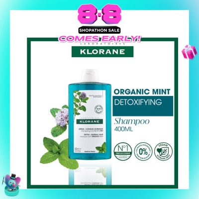 KLORANE - Detox - Normal Hair Organic Mint Shampoo (For All Hair Types & Ultra-Fresh Deep Clean Scalp) 400ml