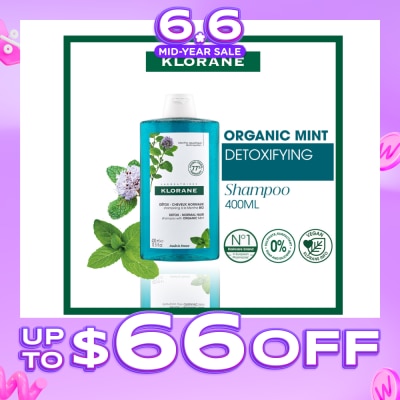 KLORANE - Detox - Normal Hair Organic Mint Shampoo (For All Hair Types & Ultra-Fresh Deep Clean Scalp) 400ml