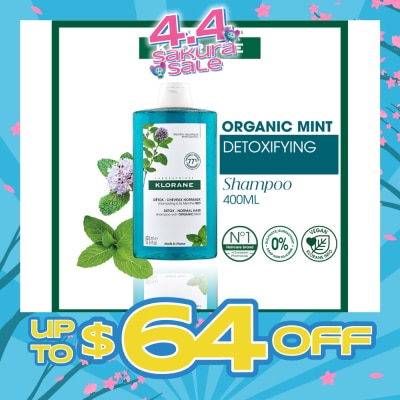 KLORANE - Detox - Normal Hair Organic Mint Shampoo (For All Hair Types & Ultra-Fresh Deep Clean Scalp) 400ml