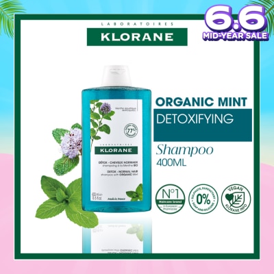 KLORANE Detox - Normal Hair Organic Mint Shampoo (For All Hair Types & Ultra-Fresh Deep Clean Scalp) 400ml