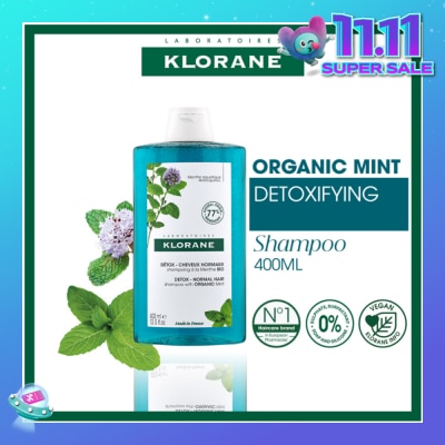 KLORANE Detox - Normal Hair Organic Mint Shampoo (For All Hair Types & Ultra-Fresh Deep Clean Scalp) 400ml
