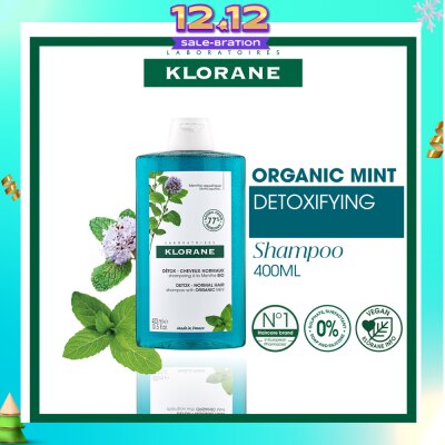 KLORANE Detox - Normal Hair Organic Mint Shampoo (For All Hair Types & Ultra-Fresh Deep Clean Scalp) 400ml