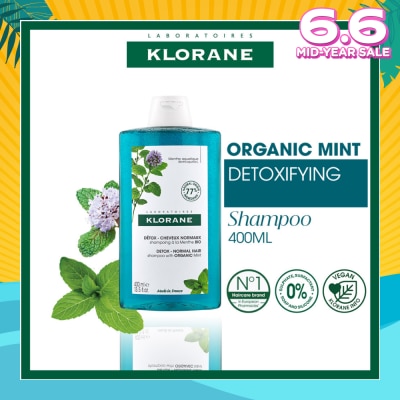 KLORANE Detox - Normal Hair Organic Mint Shampoo (For All Hair Types & Ultra-Fresh Deep Clean Scalp) 400ml