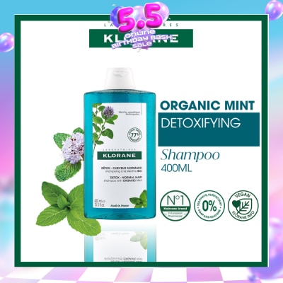 KLORANE - Detox - Normal Hair Organic Mint Shampoo (For All Hair Types & Ultra-Fresh Deep Clean Scalp) 400ml