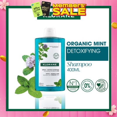 KLORANE Detox - Normal Hair Organic Mint Shampoo (For All Hair Types & Ultra-Fresh Deep Clean Scalp) 400ml