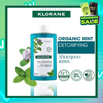 KLORANE Detox - Normal Hair Organic Mint Shampoo (For All Hair Types & Ultra-Fresh Deep Clean Scalp) 400ml