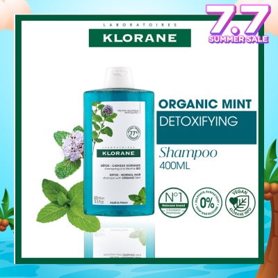 KLORANE Detox - Normal Hair Organic Mint Shampoo (For All Hair Types & Ultra-Fresh Deep Clean Scalp) 400ml
