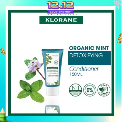 KLORANE Detox - Normal Hair Organic Mint Conditioner (For All Hair Types & To Detoxifying, Detangling & Protects) 150ml