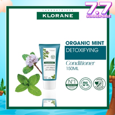 KLORANE Detox - Normal Hair Organic Mint Conditioner (For All Hair Types & To Detoxifying, Detangling & Protects) 150ml