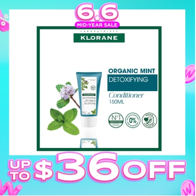KLORANE - Detox - Normal Hair Organic Mint Conditioner (For All Hair Types & To Detoxifying, Detangling & Protects) 150ml
