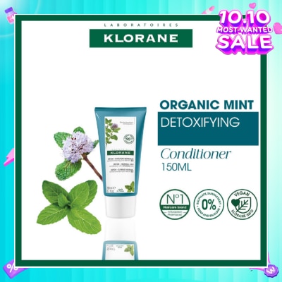 KLORANE Detox - Normal Hair Organic Mint Conditioner (For All Hair Types & To Detoxifying, Detangling & Protects) 150ml