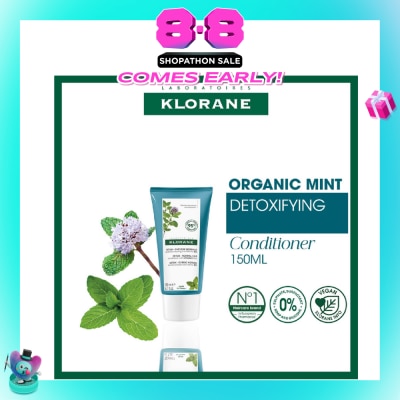 KLORANE - Detox - Normal Hair Organic Mint Conditioner (For All Hair Types & To Detoxifying, Detangling & Protects) 150ml