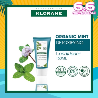 KLORANE Detox - Normal Hair Organic Mint Conditioner (For All Hair Types & To Detoxifying, Detangling & Protects) 150ml
