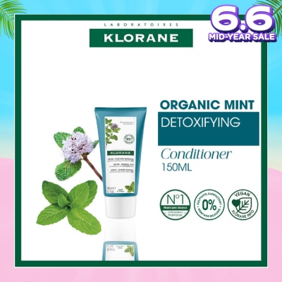 KLORANE Detox - Normal Hair Organic Mint Conditioner (For All Hair Types & To Detoxifying, Detangling & Protects) 150ml