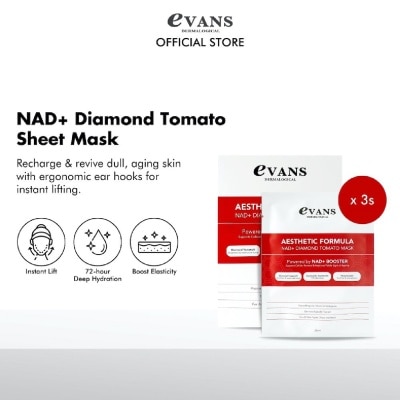 EVANS Dermalogical Aesthetic Formula NAD+ Diamond Tomato Sheet Mask 3s