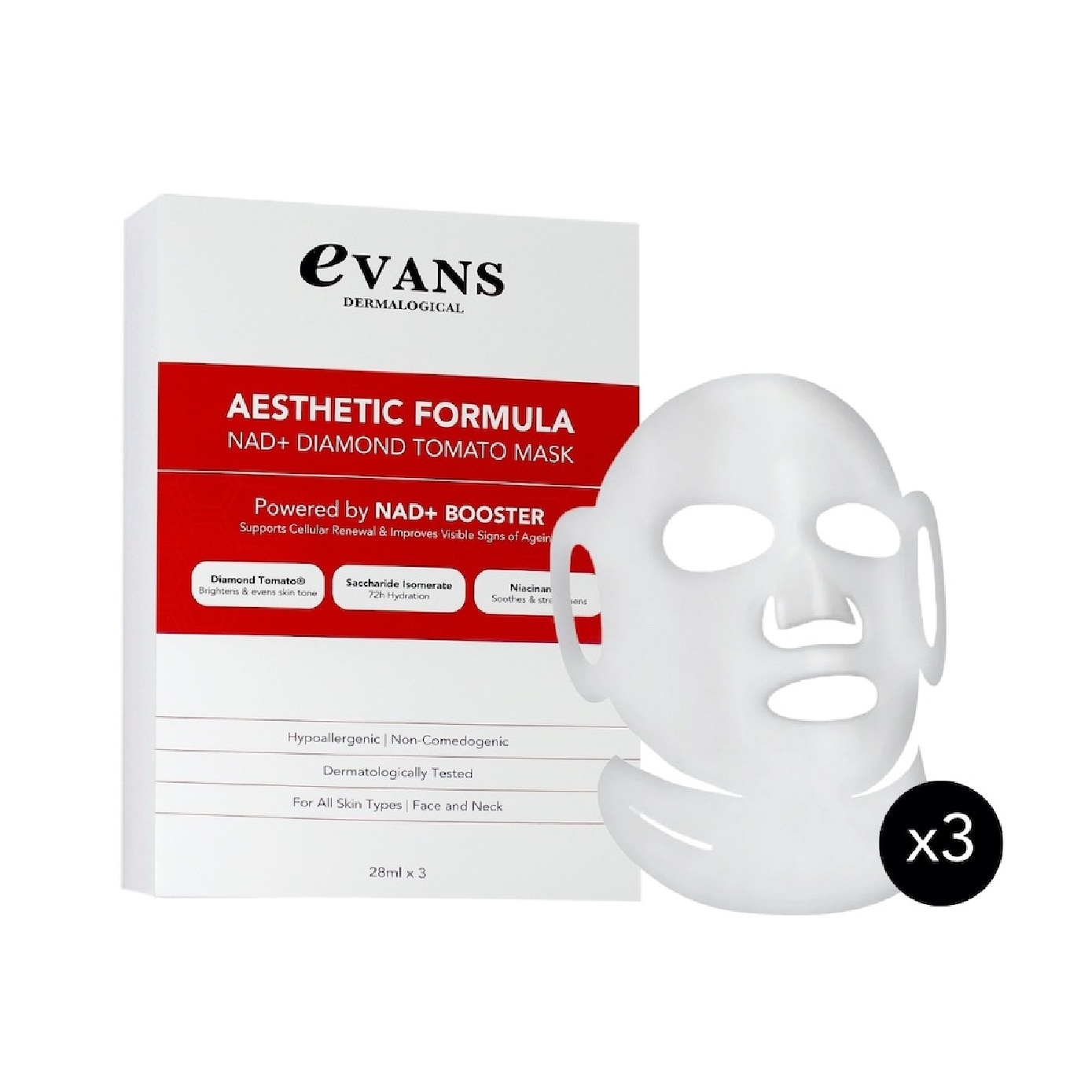 Dermalogical Aesthetic Formula NAD+ Diamond Tomato Sheet Mask 3s