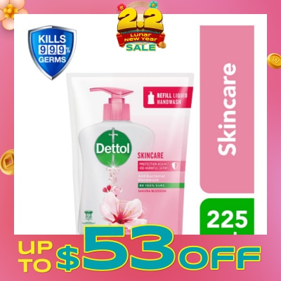 DETTOL Anti-Bacterial Liquid Hand Wash Refill Skincare (Kills 99.9% Germs) 225ml