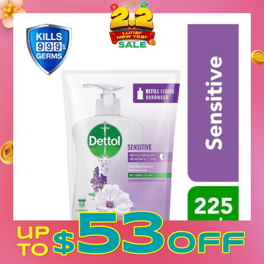 Anti-Bacterial Liquid Hand Wash Refill Sensitive (Kills 99.9% Germs) 225ml