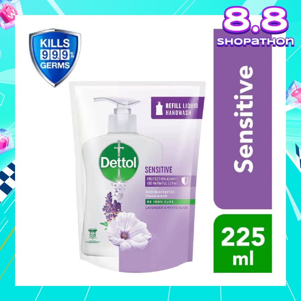 Anti-Bacterial Liquid Hand Wash Refill Sensitive (Kills 99.9% Germs) 225ml