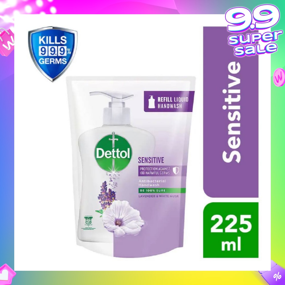 Anti-Bacterial Liquid Hand Wash Refill Sensitive (Kills 99.9% Germs) 225ml