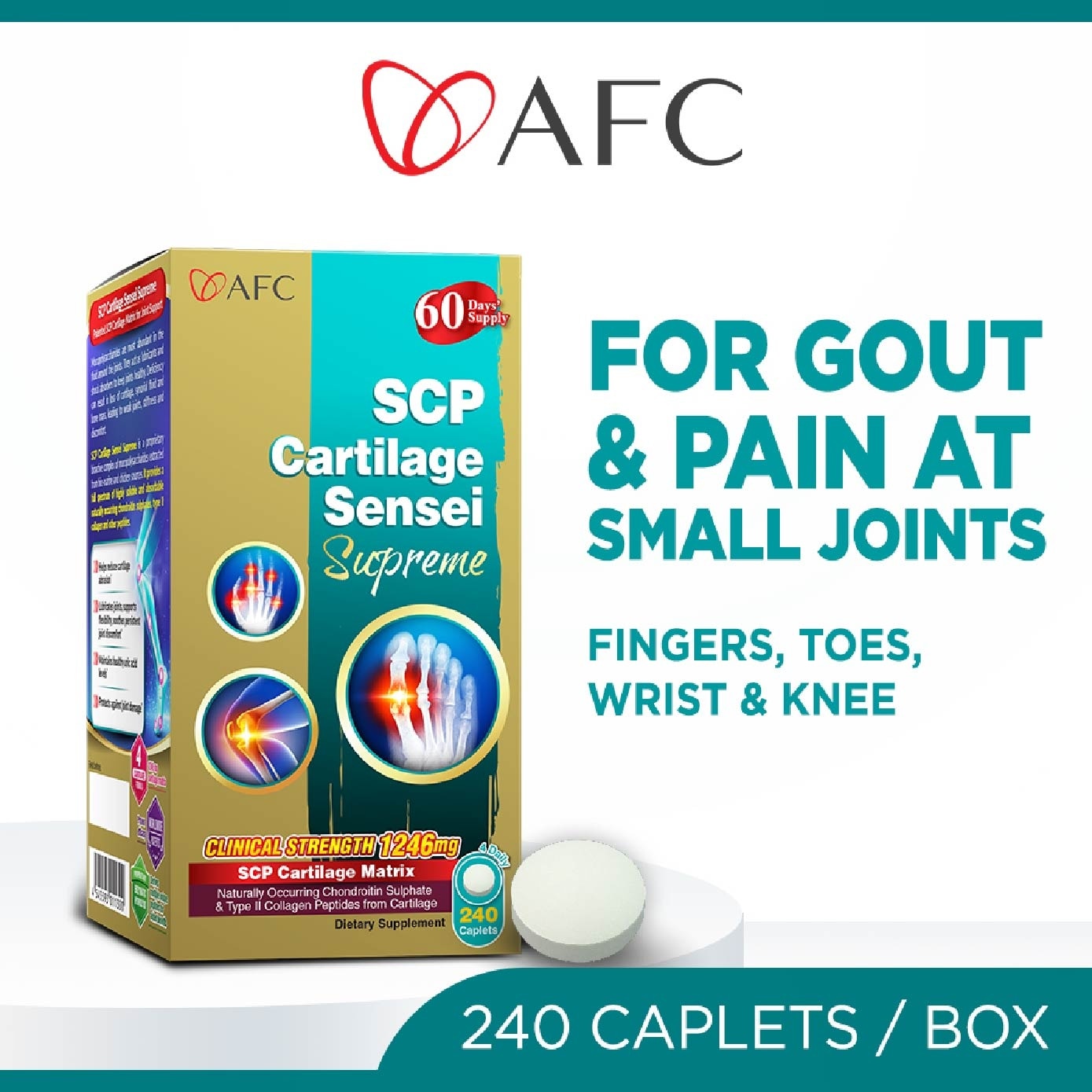 SCP Cartilage Sensei Chondriotin + Type II Collagen Tablet (Cartilage Small Joint & Uric Acid Support) 240s