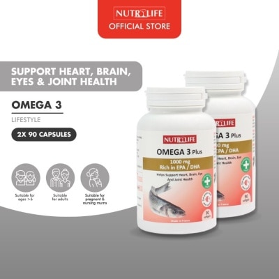 NUTRILIFE Omega 3 Plus Tablet Supplement Packset (Help Support Heart Brain Eye & Joint Health) 90s x 2