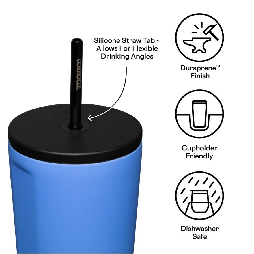Cold Cup Insulated Tumbler With Straw (Pacific Blue) 700ml