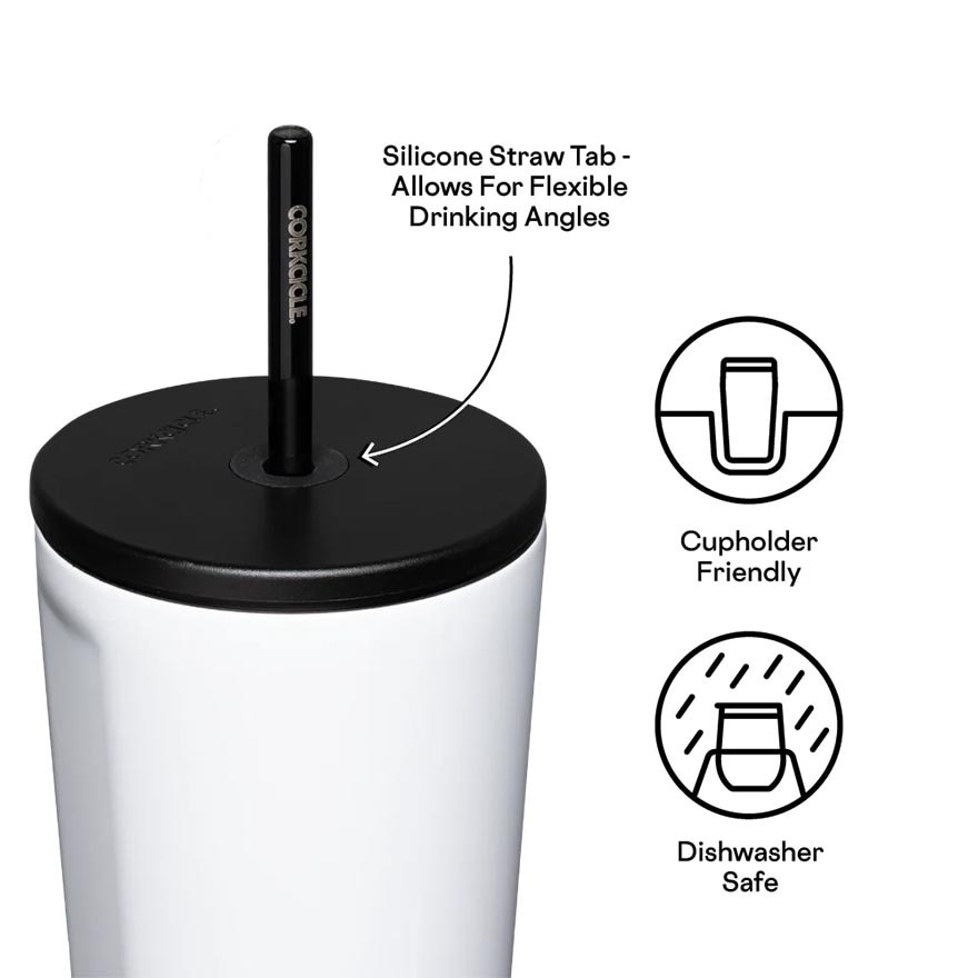 Cold Cup Insulated Tumbler With Straw (Gloss White) 700ml