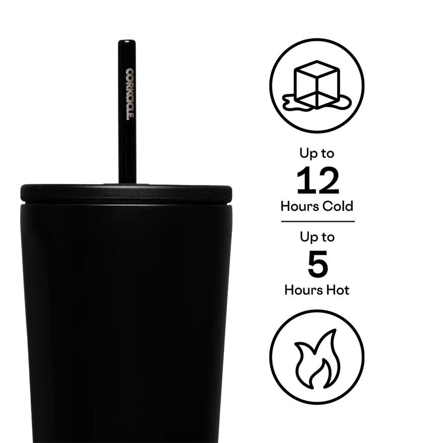 Cold Cup Insulated Tumbler With Straw (Matte Black) 700ml