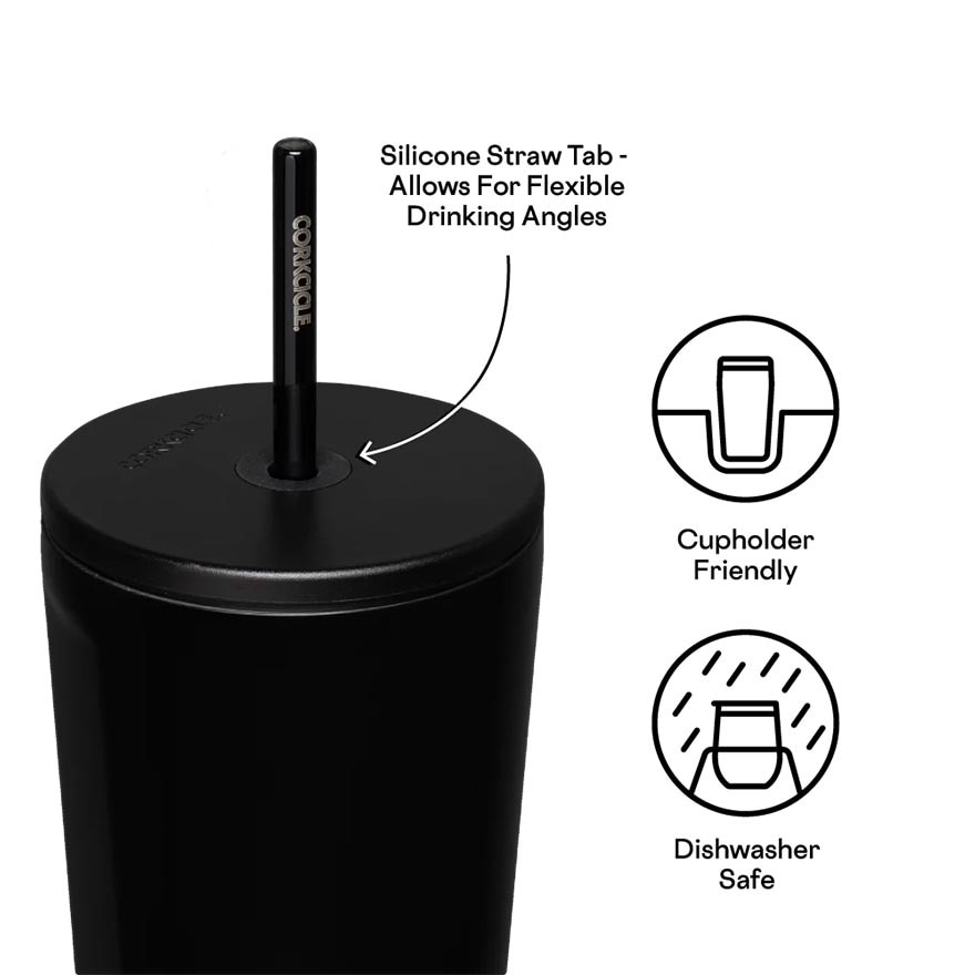 Cold Cup Insulated Tumbler With Straw (Matte Black) 700ml