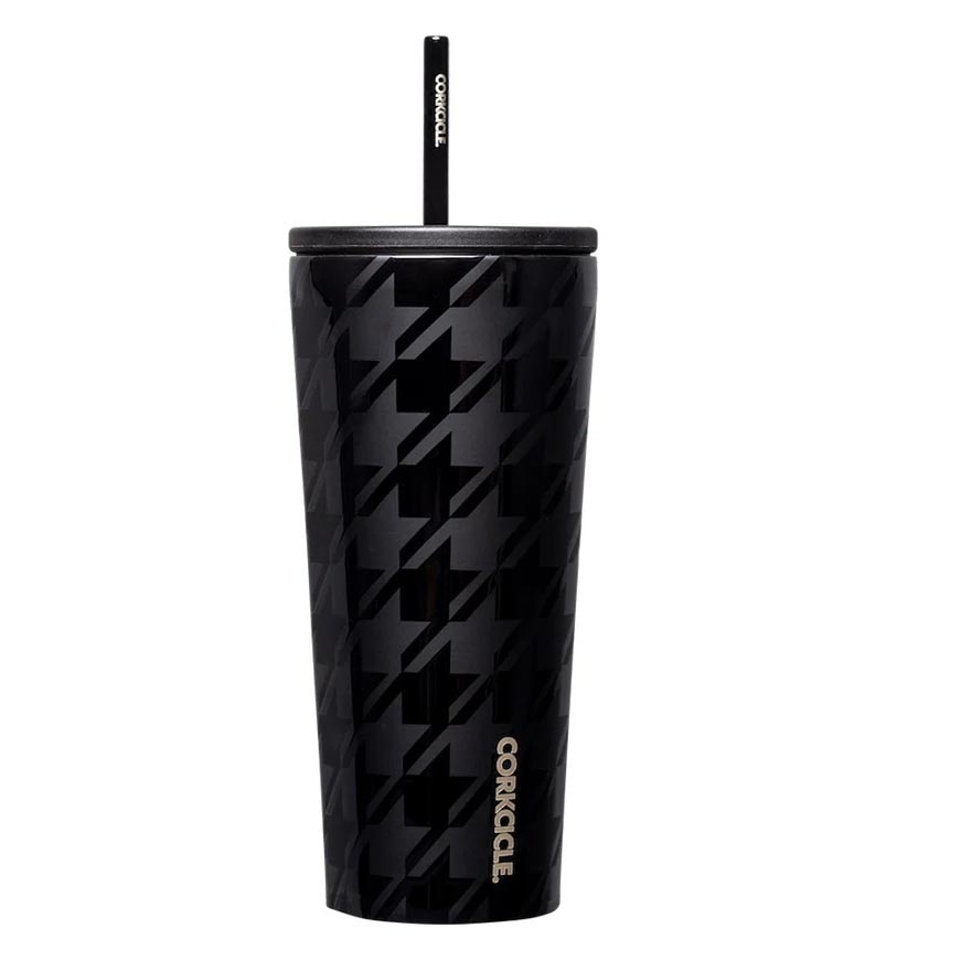 Cold Cup Insulated Tumbler With Straw (Onyx Houndstooth) 700ml